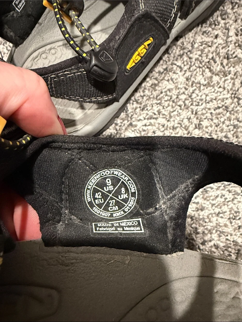 Keen Men's Black Sandals with Yellow Accents